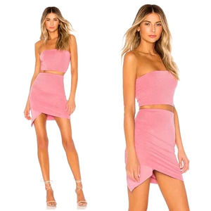 NWT SUPERDOWN Revolve Lafonda Strapless Mini Set in Rose Pink L